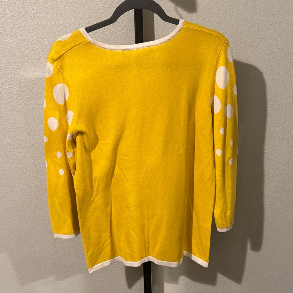 Peck & Peck Yellow and White Polka Dot Top - Picture 3 of 3